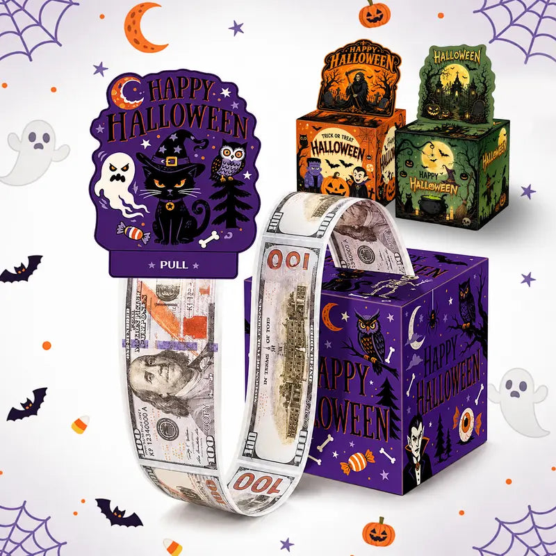 🎃 Halloween Pull-Out Surprise Box – Fun Cash & Gift Reveal Game