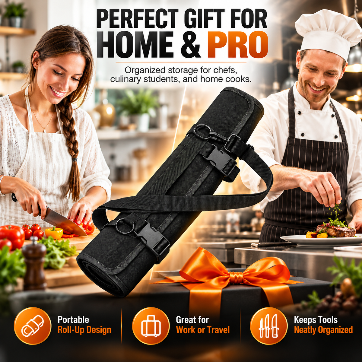 🔪Chef Knife Bag With 24 Slots Cutlery Knives Holders Protectors
