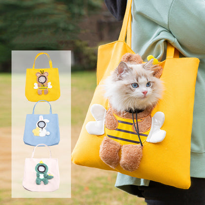🐝Bee Out Cute Canvas Pet Bag | Cute Bee-Shaped Pet Canvas Shoulder Carrier🐾