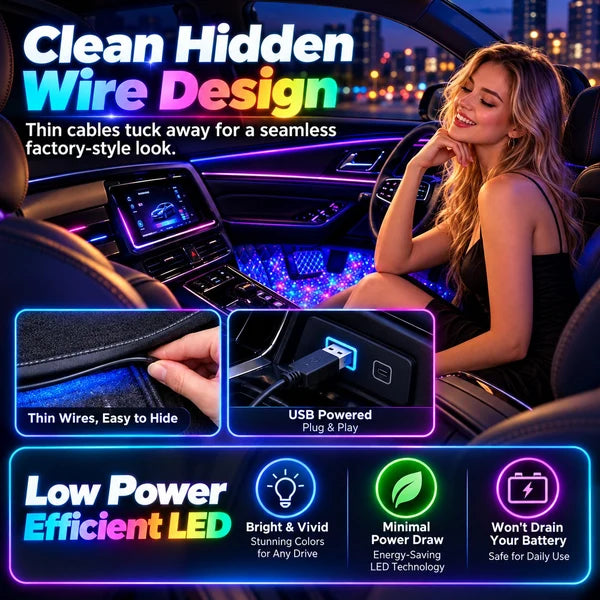🚗✨ Wireless Car Interior LED Lights – Automatic Sensor Ambient Lighting for Cars, SUVs & Trucks