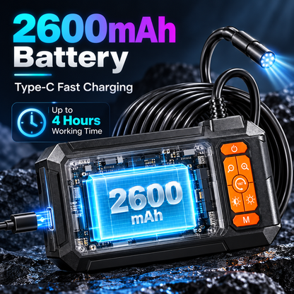 Endoscope Camera with 4.3-Inch IPS Screen, 8 LED Lights, IP67 Waterproof - Diagnostic Tool for Sewer, Automotive, and Home Inspections