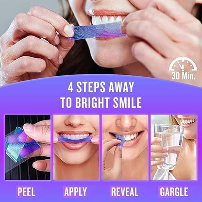 V34 Purple Instant Teeth Whitening Strips Color Correcting Stain Removal 14 Pcs