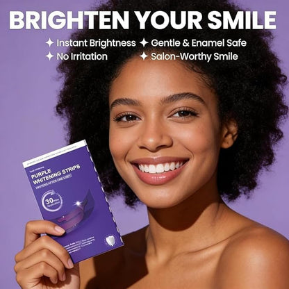 V34 Purple Instant Teeth Whitening Strips Color Correcting Stain Removal 14 Pcs