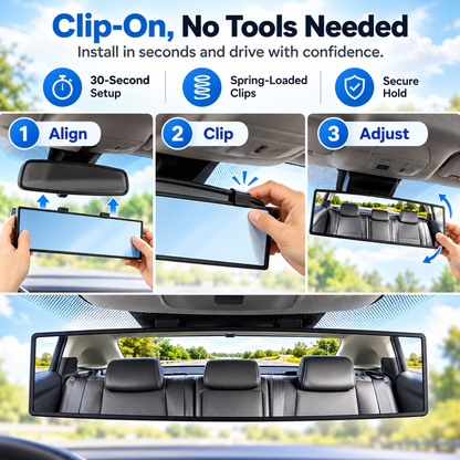 🚗 Panoramic Rearview Mirror · Eliminate Blind Spots Instantly