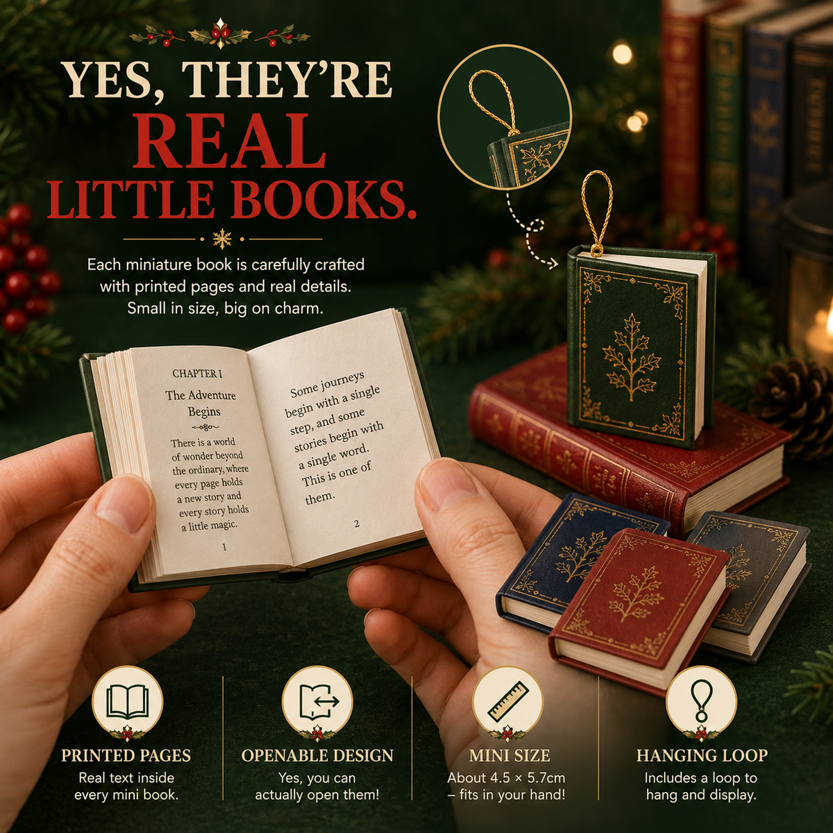 📚 25-Day Book Advent Calendar – 25 Openable Mini Book