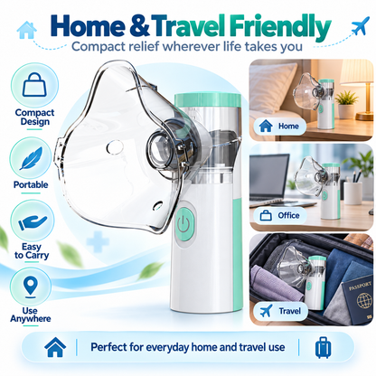 Portable Mesh Nebulizer Machine for Adults and Kids | Silent Nebulizer for Baby, Travel & Home