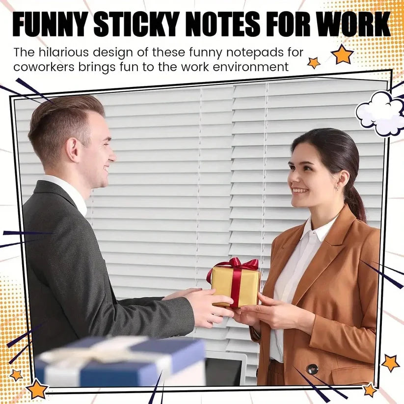 12 Pcs Funny Sticky Notes for Work 4x3 Inches Sarcastic Self Adhesive Notepads