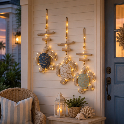 Glowing Coastal Sea Turtle Wall Art