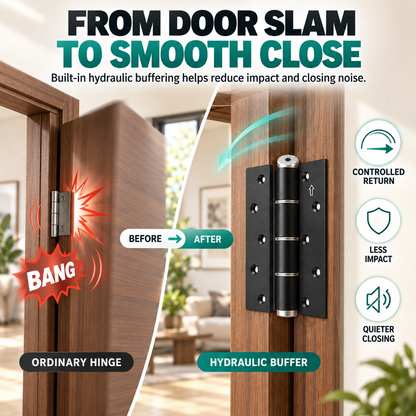 2-Piece Hydraulic Self-Closing Door Hinge Set – Adjustable Soft Close & 90° Hold-Open