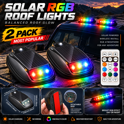 🔆Solar RGB Roof Lights 🌙with Wireless Remote, Waterproof Design & Easy Install