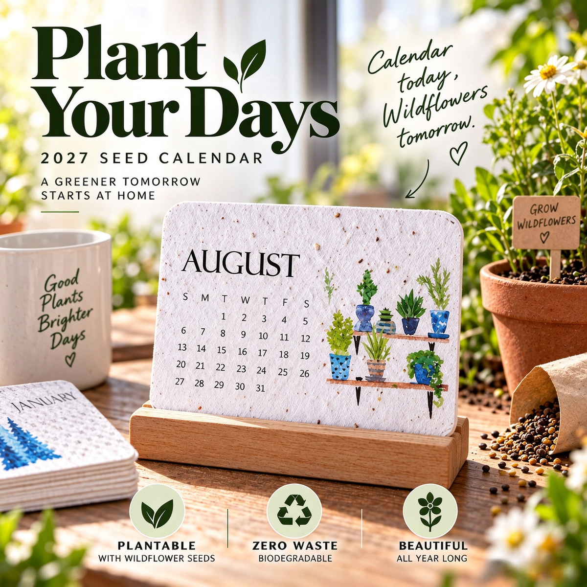 ✨🏆Early Holiday Sale 49% OFF🌱Eco-Friendly Plantable “Timeless” Seed Calendar 2027