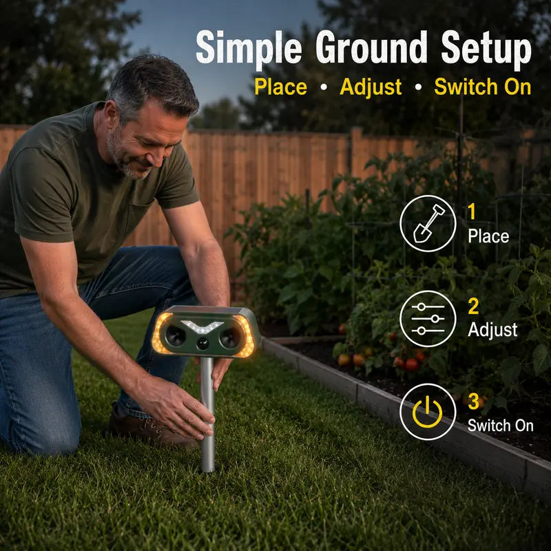 🌱Solar Motion-Activated Animal Repellent – Garden & Yard Protection