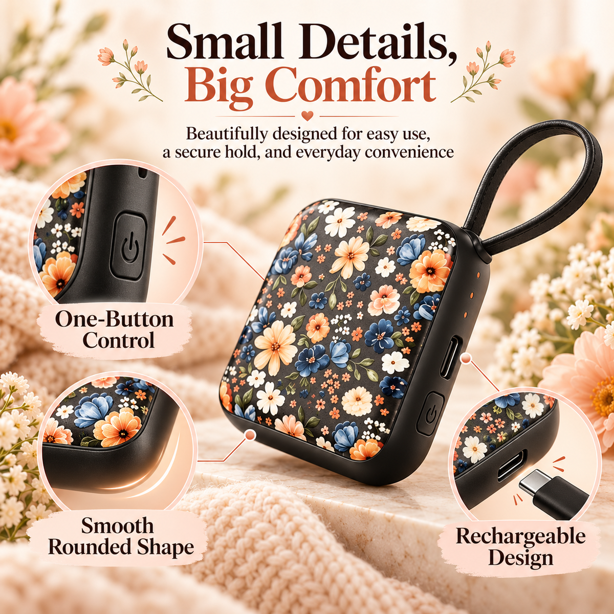 Rechargeable Hand Warmer – Slim Pocket Heater with Smart Temp Control