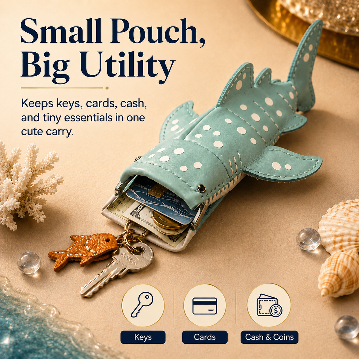 WHALE SHARK KEY POUCH / CARD HOLDER