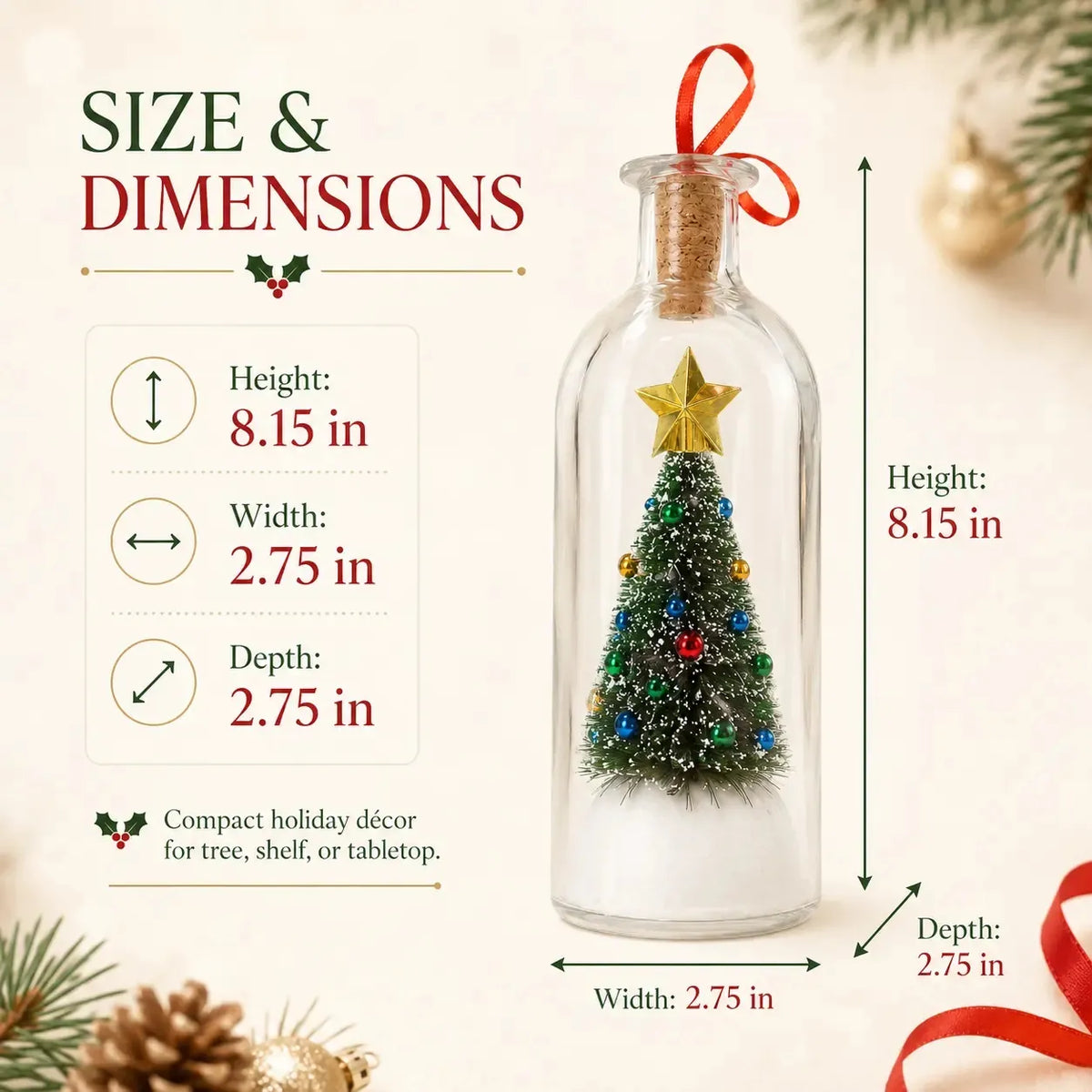 Recordable Christmas Message in a Bottle Ornament – Voice Recording Keepsake