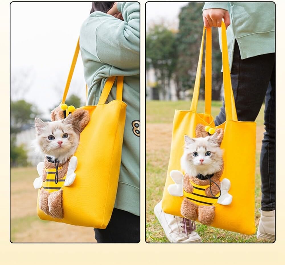 🐝Bee Out Cute Canvas Pet Bag | Cute Bee-Shaped Pet Canvas Shoulder Carrier🐾