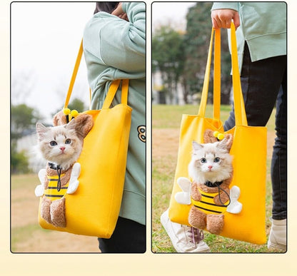 🐝Bee Out Cute Canvas Pet Bag | Cute Bee-Shaped Pet Canvas Shoulder Carrier🐾