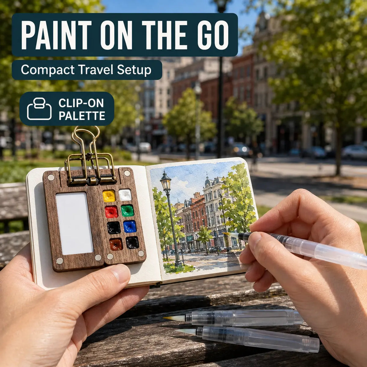 Walnut Wood Mini Watercolor Palette Kit