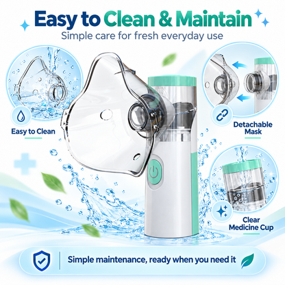 Portable Mesh Nebulizer Machine for Adults and Kids | Silent Nebulizer for Baby, Travel & Home