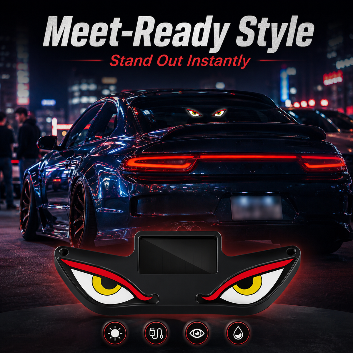 🔥 Solar LED Car Eyes – Flashing Windshield Light