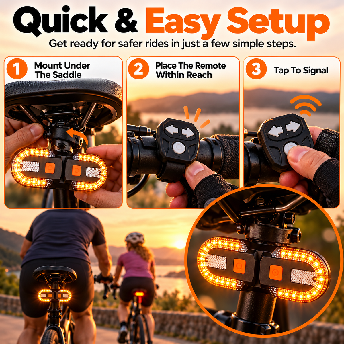 Wireless Turn Signal Bike Light
