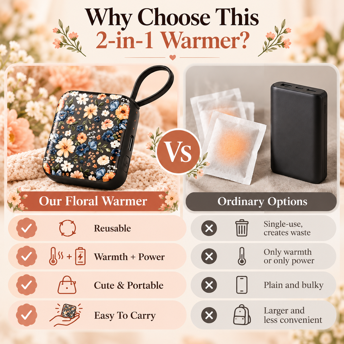 Rechargeable Hand Warmer – Slim Pocket Heater with Smart Temp Control