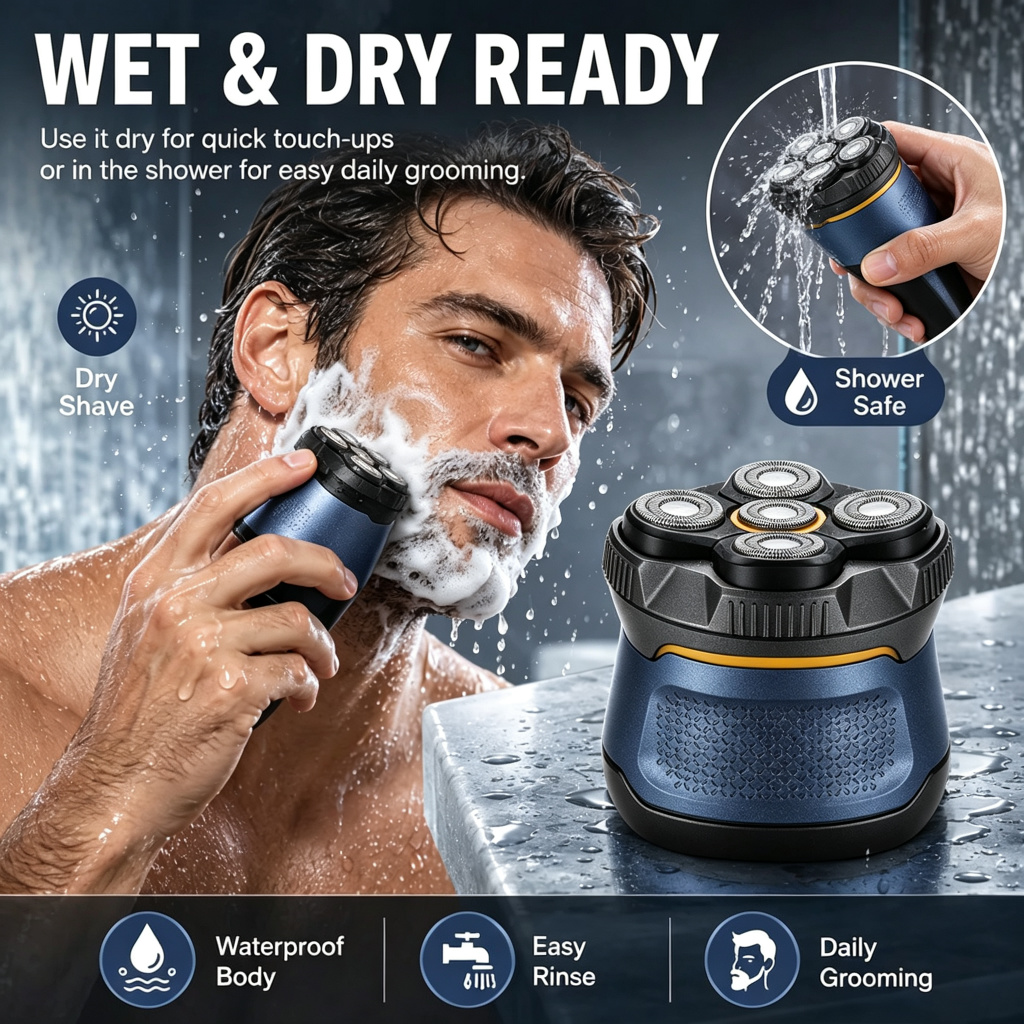 🔥 6D Floating Head Shaver for Men – Cordless Waterproof Electric Bald Head Razor