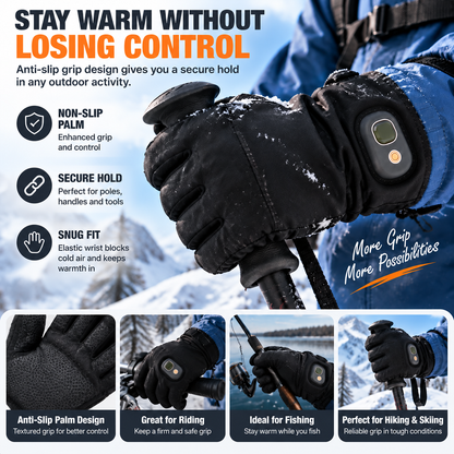 🔥Rechargeable Heated Gloves – Touchscreen Winter Gloves with Adjustable Heat for Skiing, Hiking & Outdoor Use
