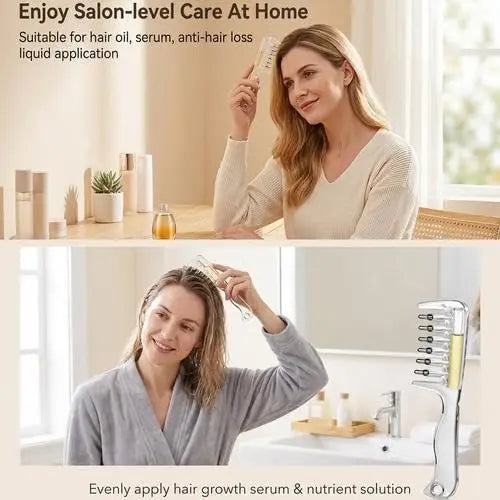✨ 2pcs Refillable Scalp Serum Applicator Comb – Mess-Free Rollerball Hair Oil & Scalp Care Tool