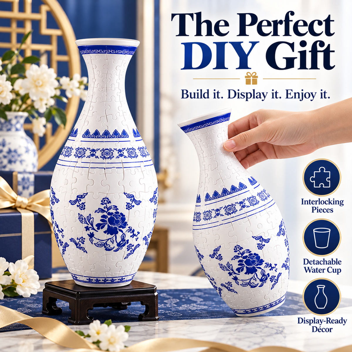Handmade 3D Puzzle Vase Geometric DIY Decor