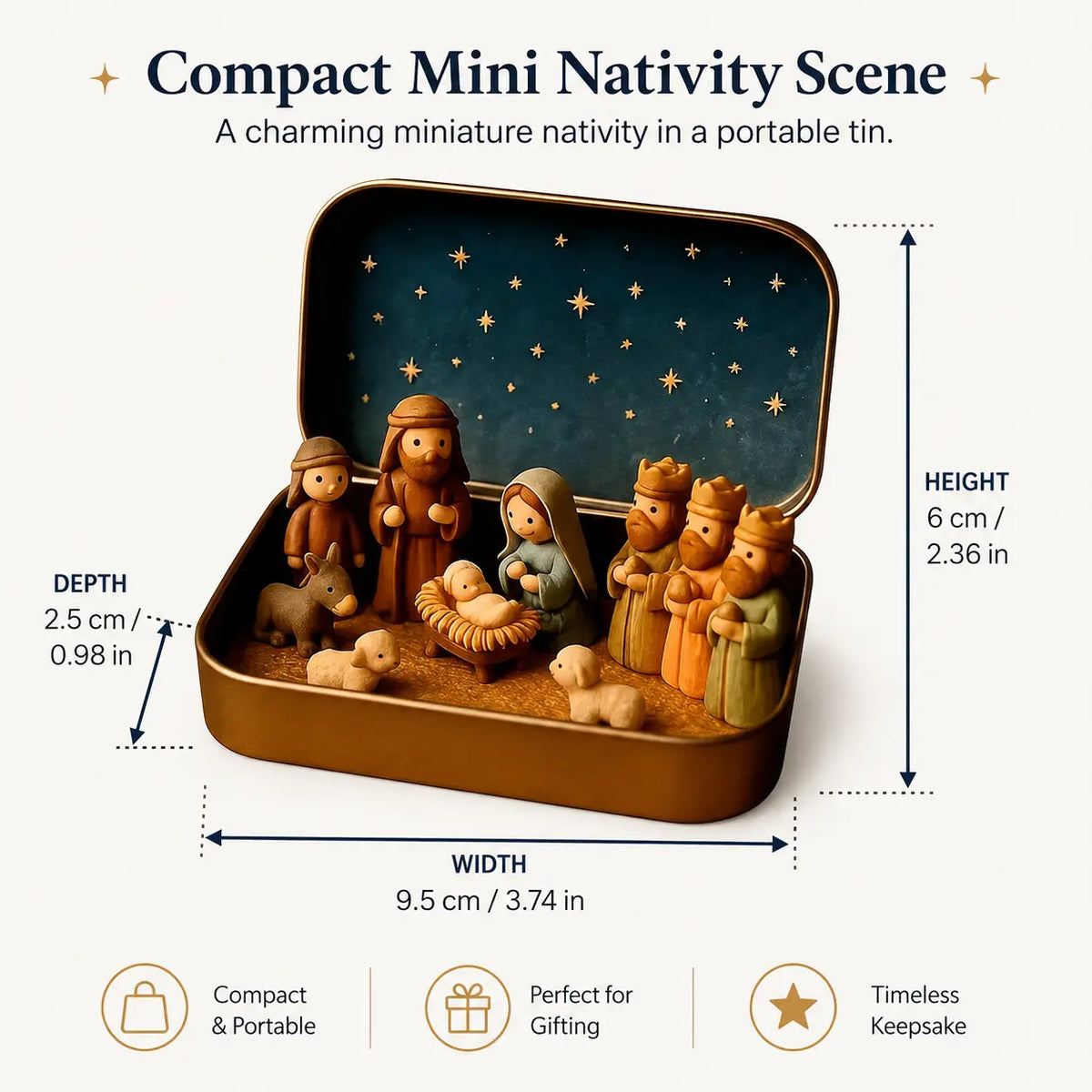 Home Supplies Pocket Mini Nativity Set, Plastic, Portable