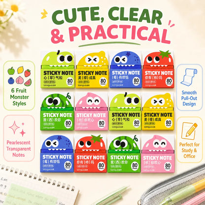 ✨📖Transparent Pull-Out Sticky Notes (12 Boxes, 960 Sheets Total)