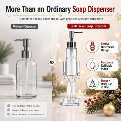 🎄 Nutcracker Soap Dispenser — Festive Holiday Bathroom Decor
