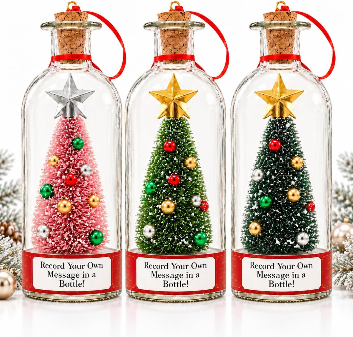 Recordable Christmas Tree in a Bottle Ornament, 25-Second Voice Message