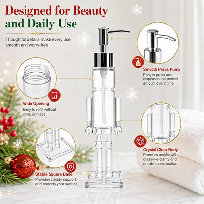 🎄 Nutcracker Soap Dispenser — Festive Holiday Bathroom Decor