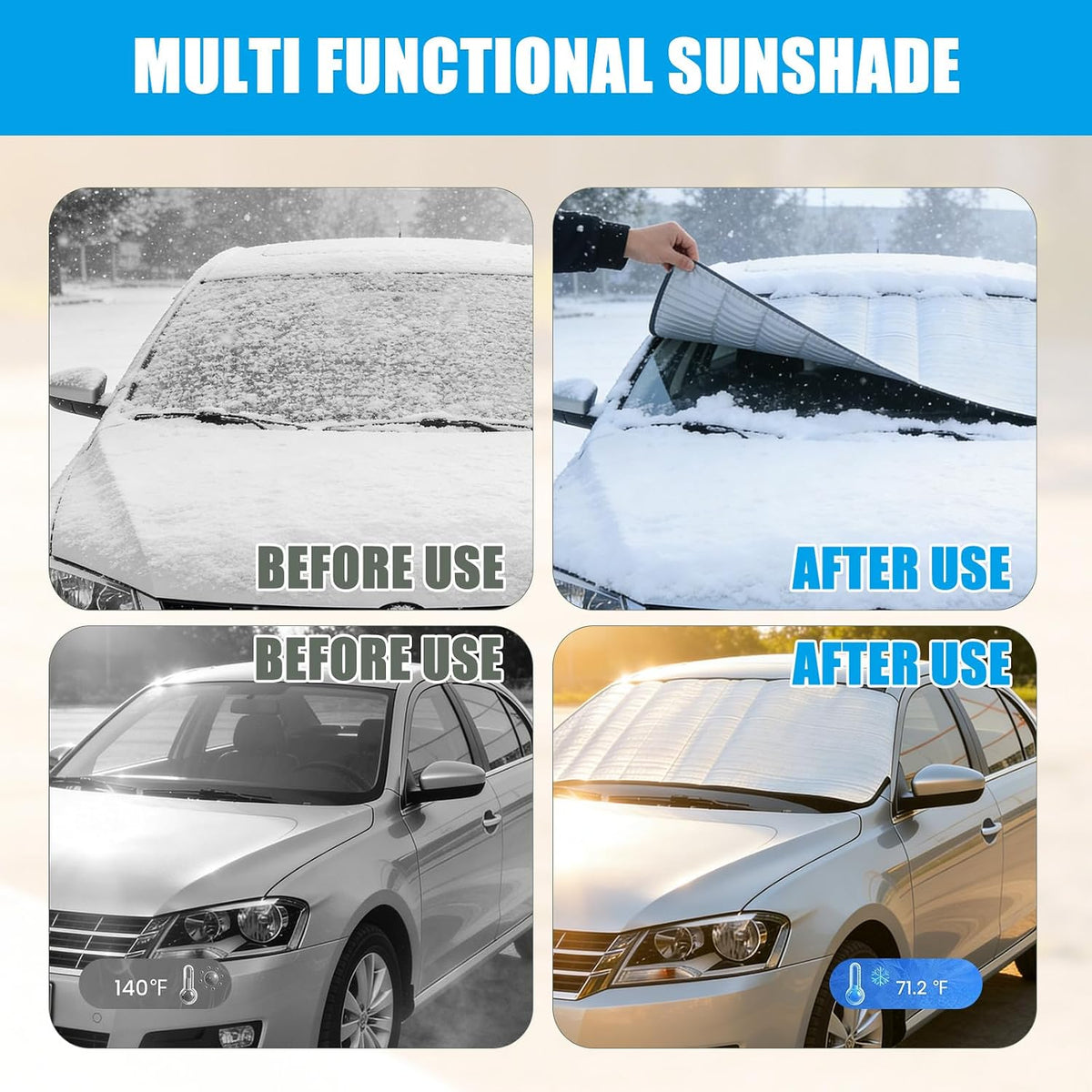Front windshield protection Snow cover - protection for all four seasons