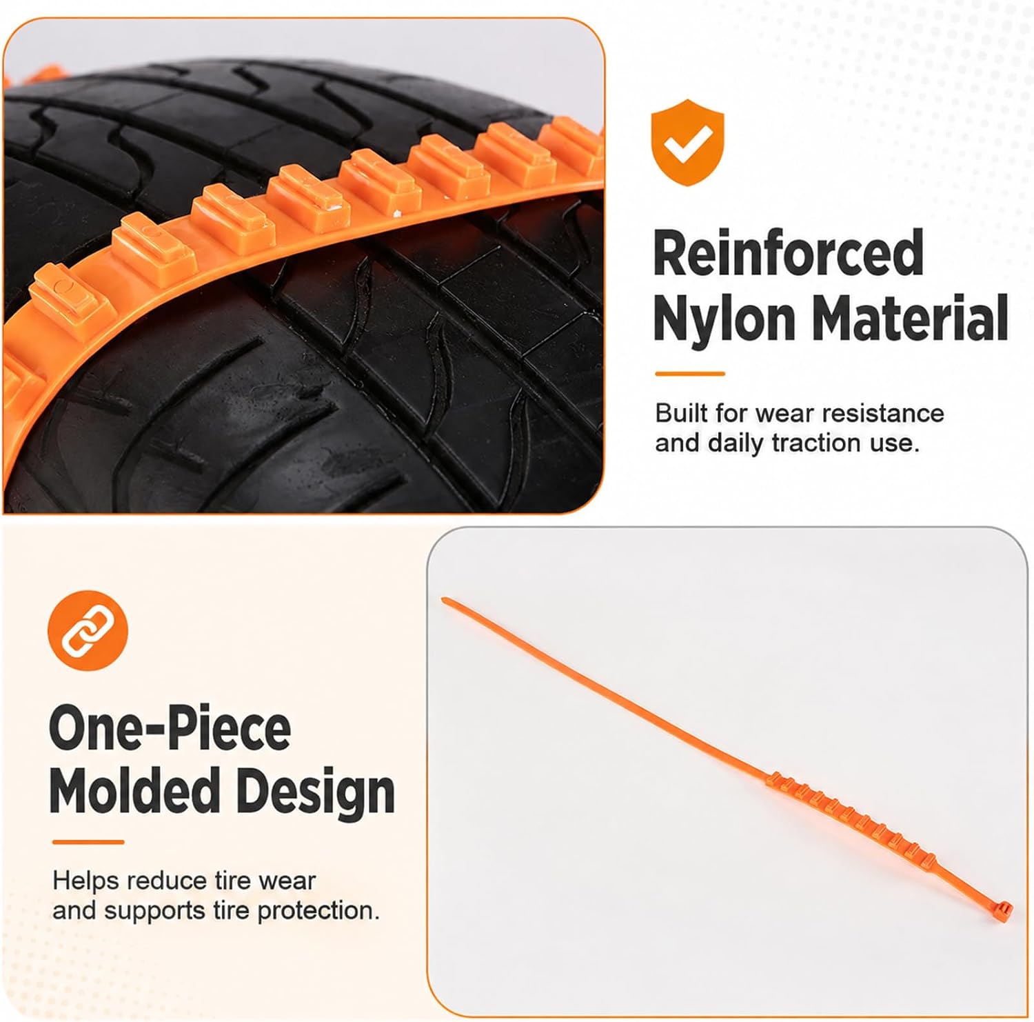 Reinforced Nylon Material, one-piece molded design