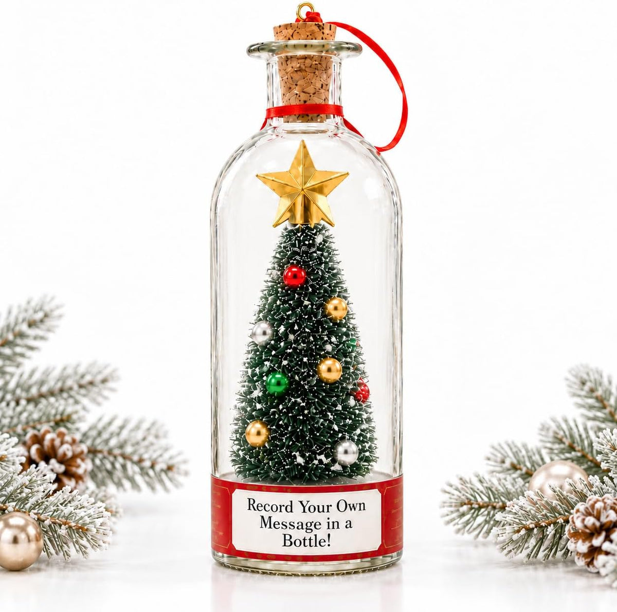 Recordable Christmas Tree in a Bottle Ornament, 25-Second Voice Message