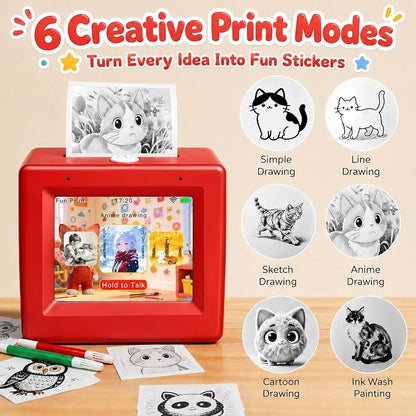 AI Voice Sticker Maker for Kids, Mini Inkless Thermal Printer, Portable Sticker Printer Machine Box for DIY Crafts, Journaling & Doodles, Birthday Toy Gift for Boys and Girls Ages 3+