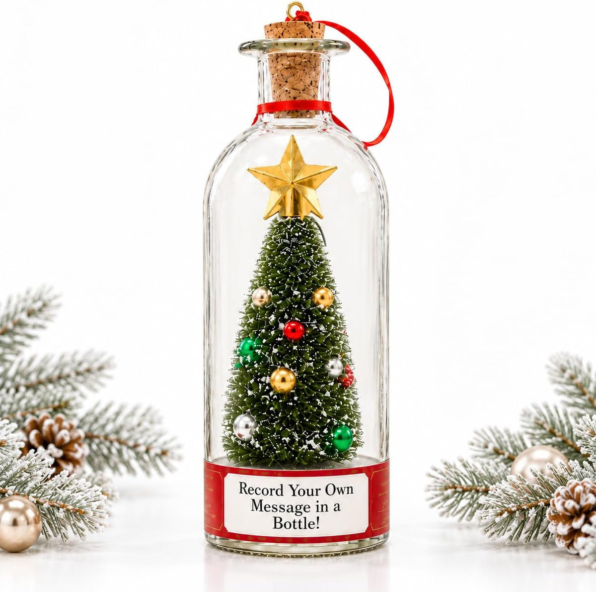 Recordable Christmas Tree in a Bottle Ornament, 25-Second Voice Message