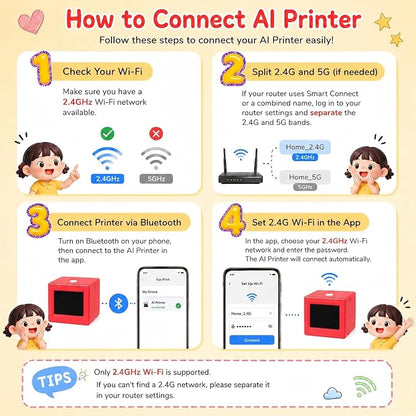 AI Voice Sticker Maker for Kids, Mini Inkless Thermal Printer, Portable Sticker Printer Machine Box for DIY Crafts, Journaling & Doodles, Birthday Toy Gift for Boys and Girls Ages 3+