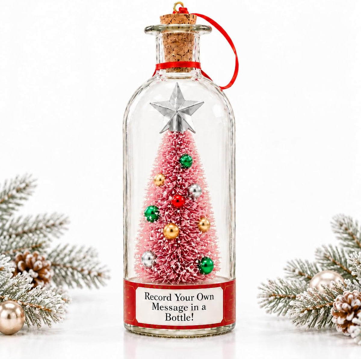 Recordable Christmas Tree in a Bottle Ornament, 25-Second Voice Message