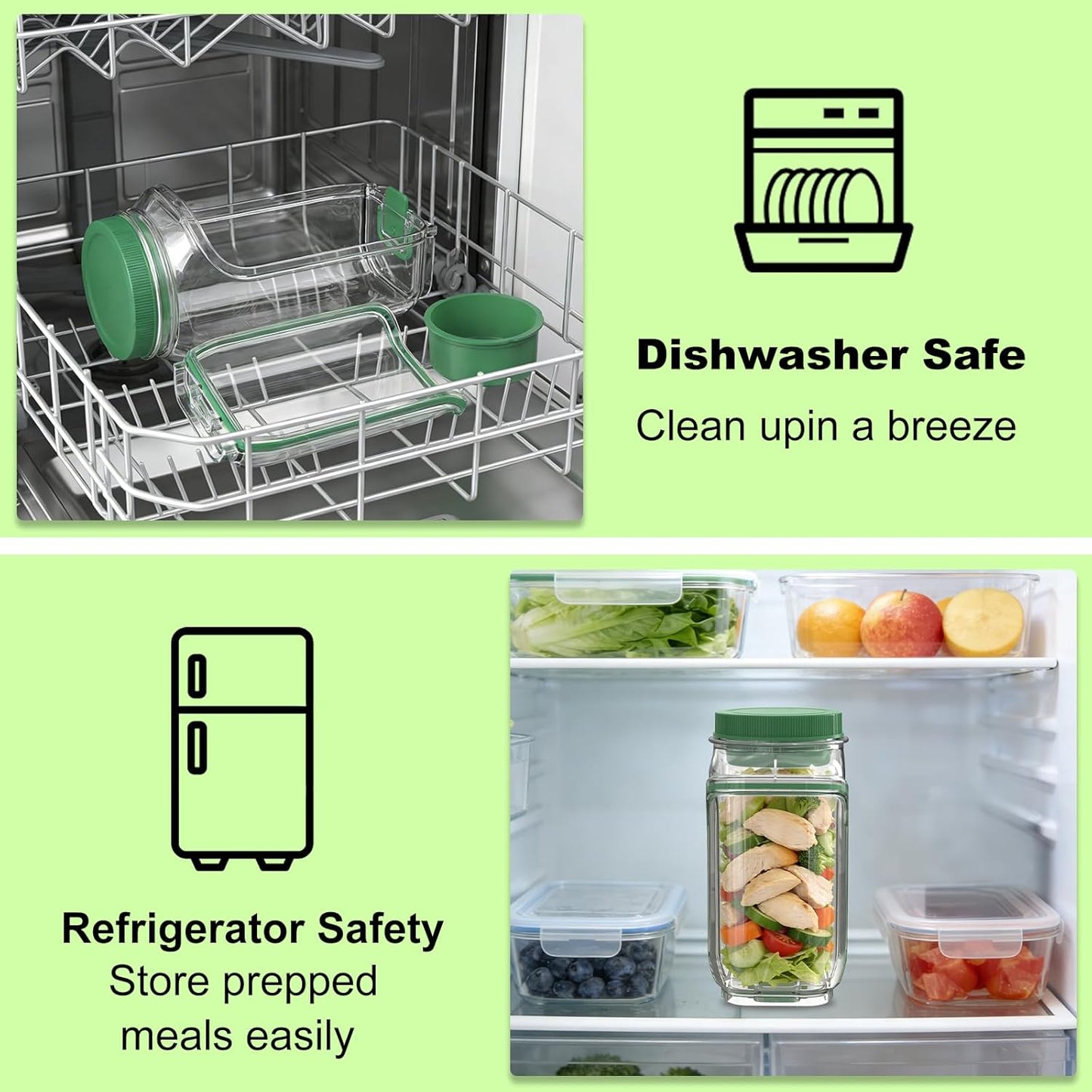 Salad Jar with Side Opening & Dressing Cup