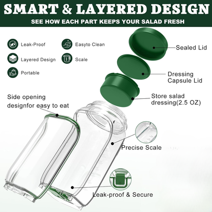 Salad Jar with Side Opening & Dressing Cup