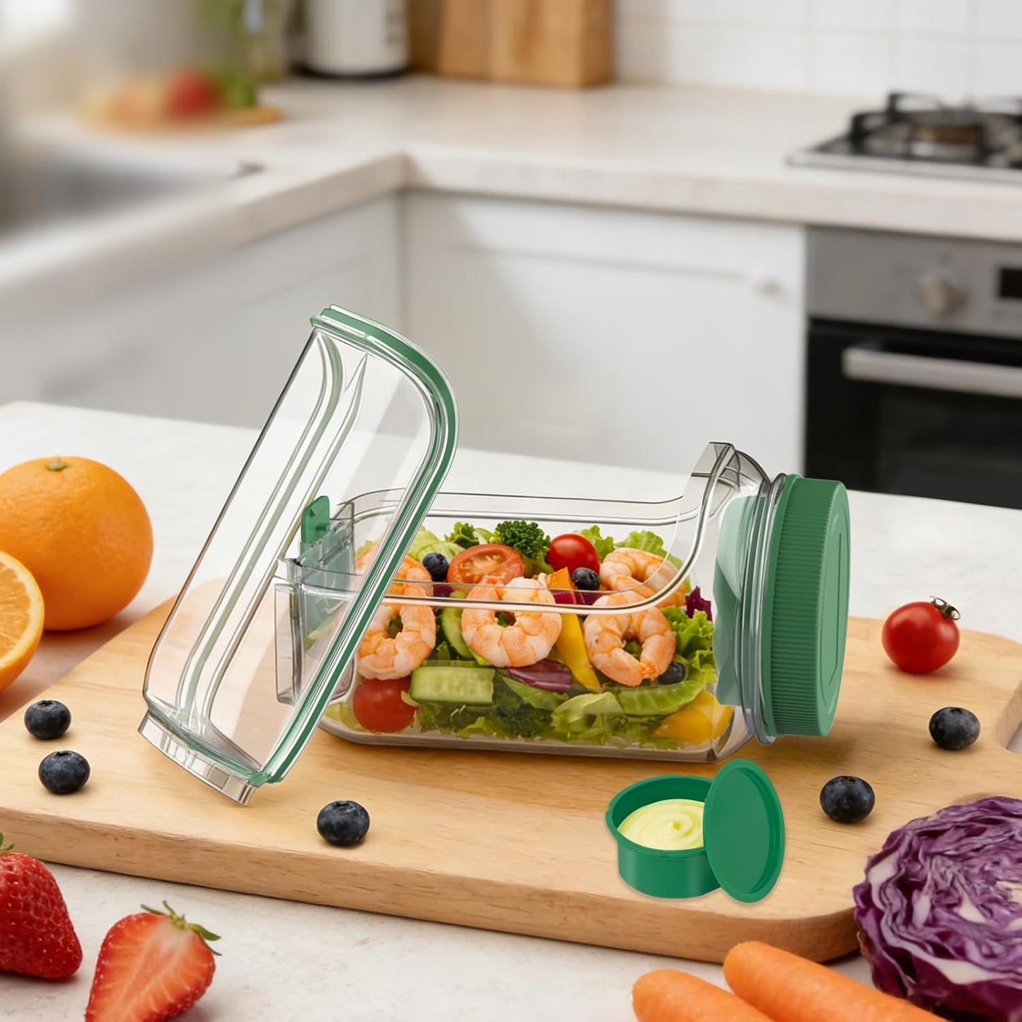 Salad Jar with Side Opening & Dressing Cup