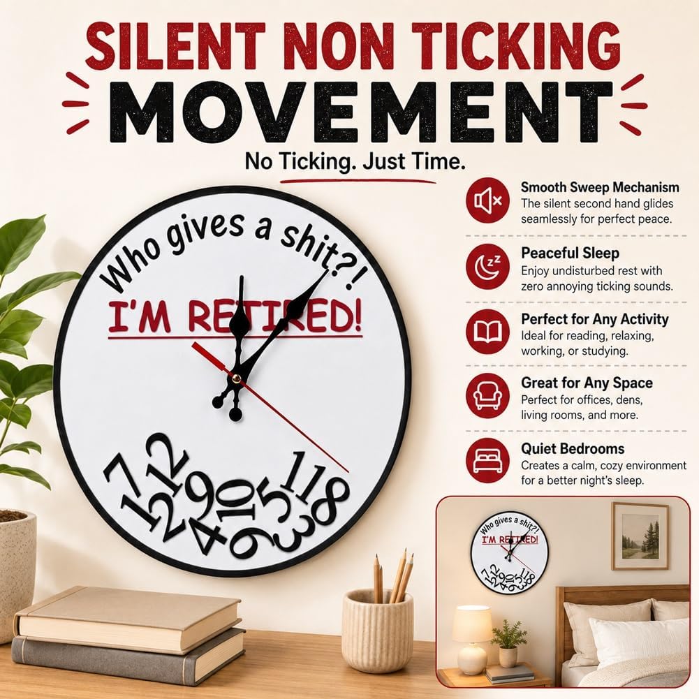 🔥Hot Sale 🔥Retirement Humorous Quote Wall Clock