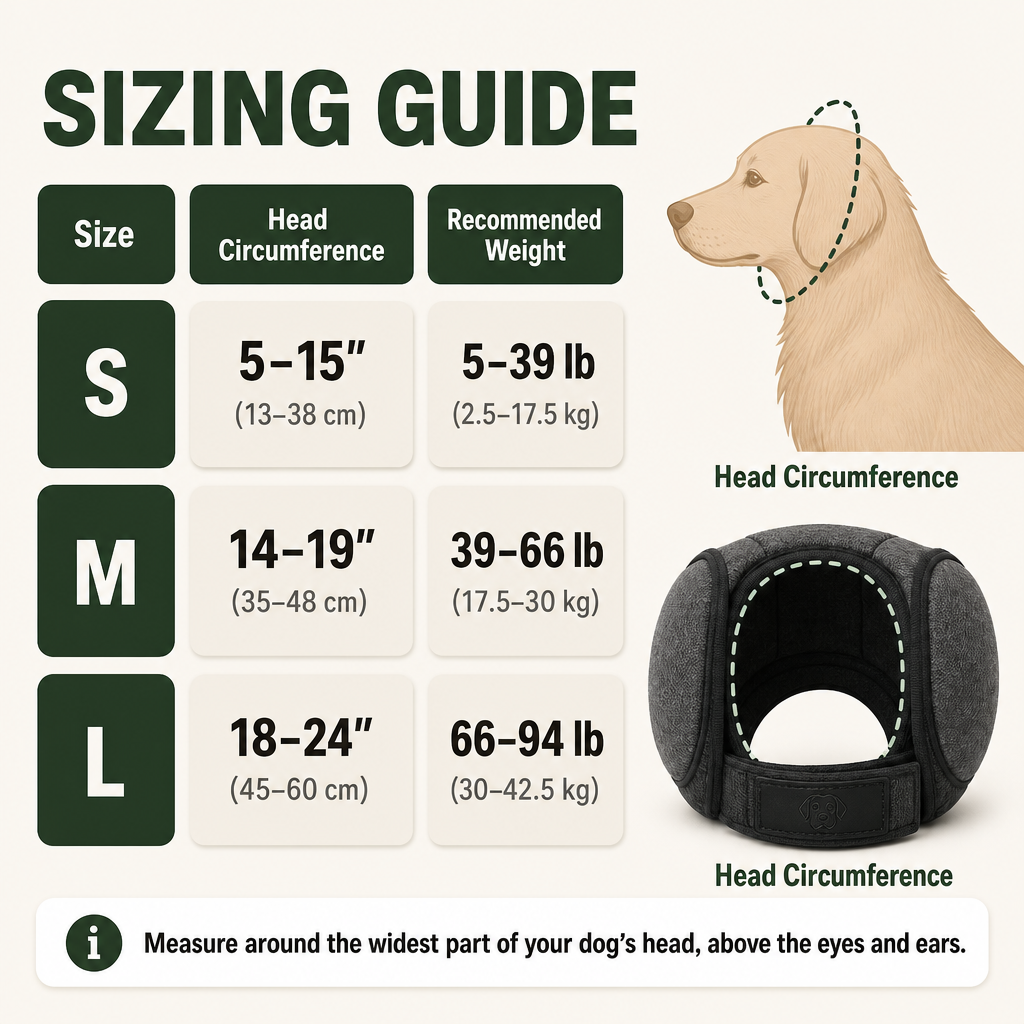 Noise Cancelling Dog Ear Wrap – Calming Ear Cover for Fireworks & Thunderstorms