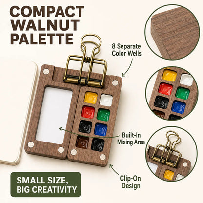 Walnut Wood Mini Watercolor Palette Kit