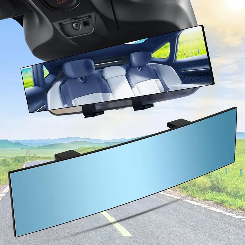🚗 Wide Angle Rear View Mirror – 12" Anti-Glare Panoramic Clip-On Car Mirror