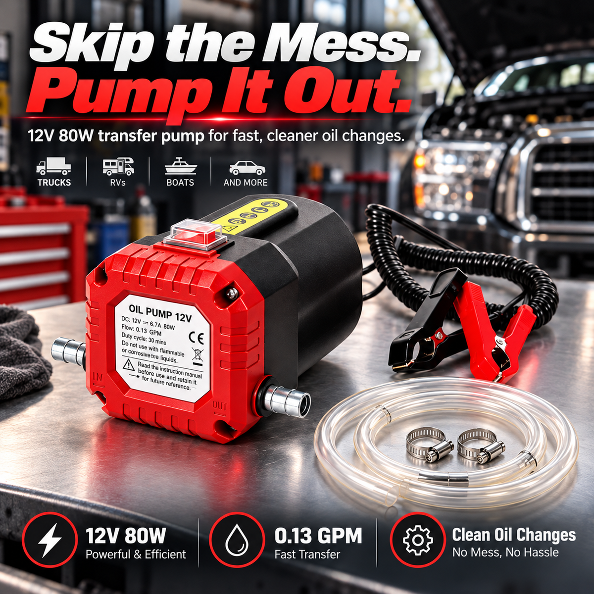 🔧 12V 80W Electric Oil Extractor Pump – Fast, Cleaner Oil Changes🔥